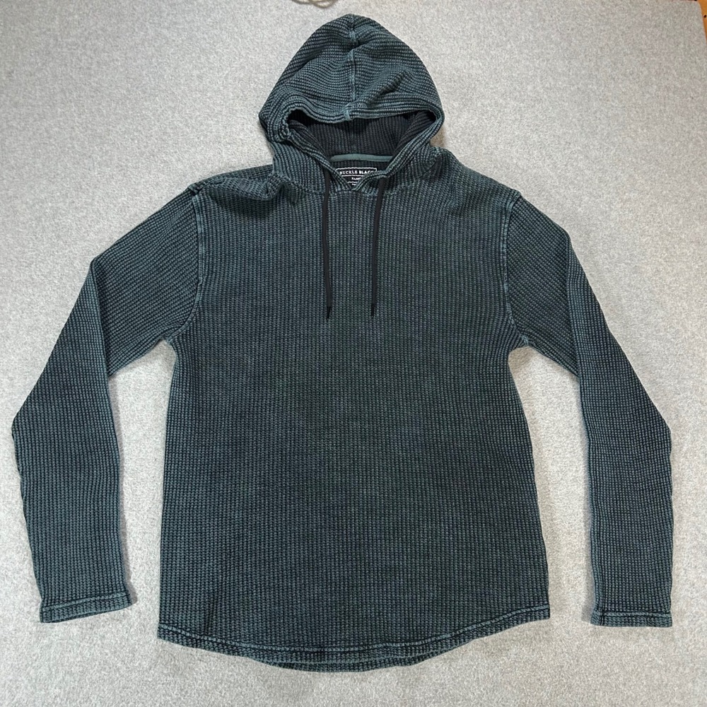 Buckle Black Hoodie BB4529 Mens XL Teal Waffle Knit Thermal Casual Streetwear